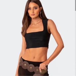 Edikted “It Girl” Square Neck  Black Going Out Tank